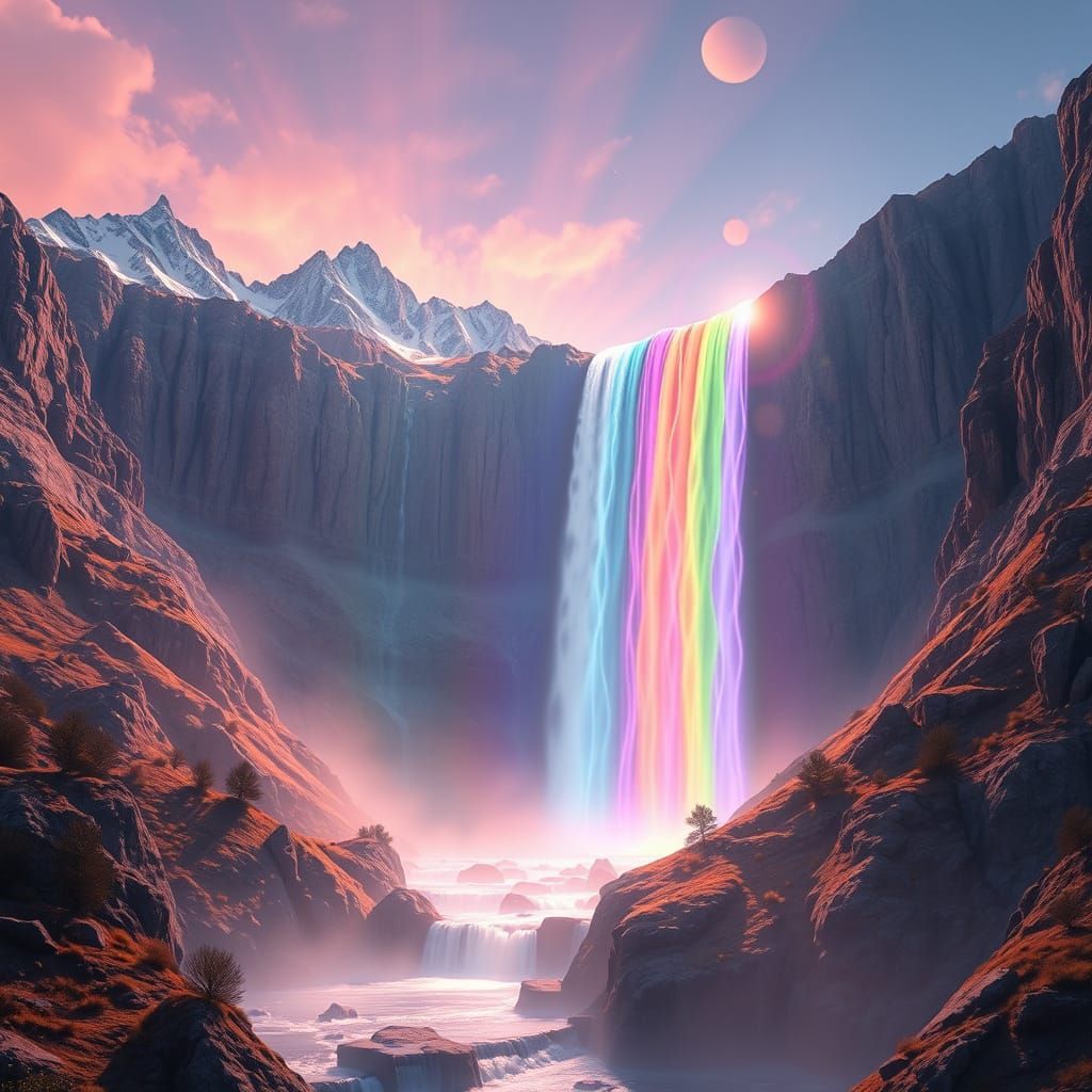 Quantum Waterfall Cascading in Rainbow of Light