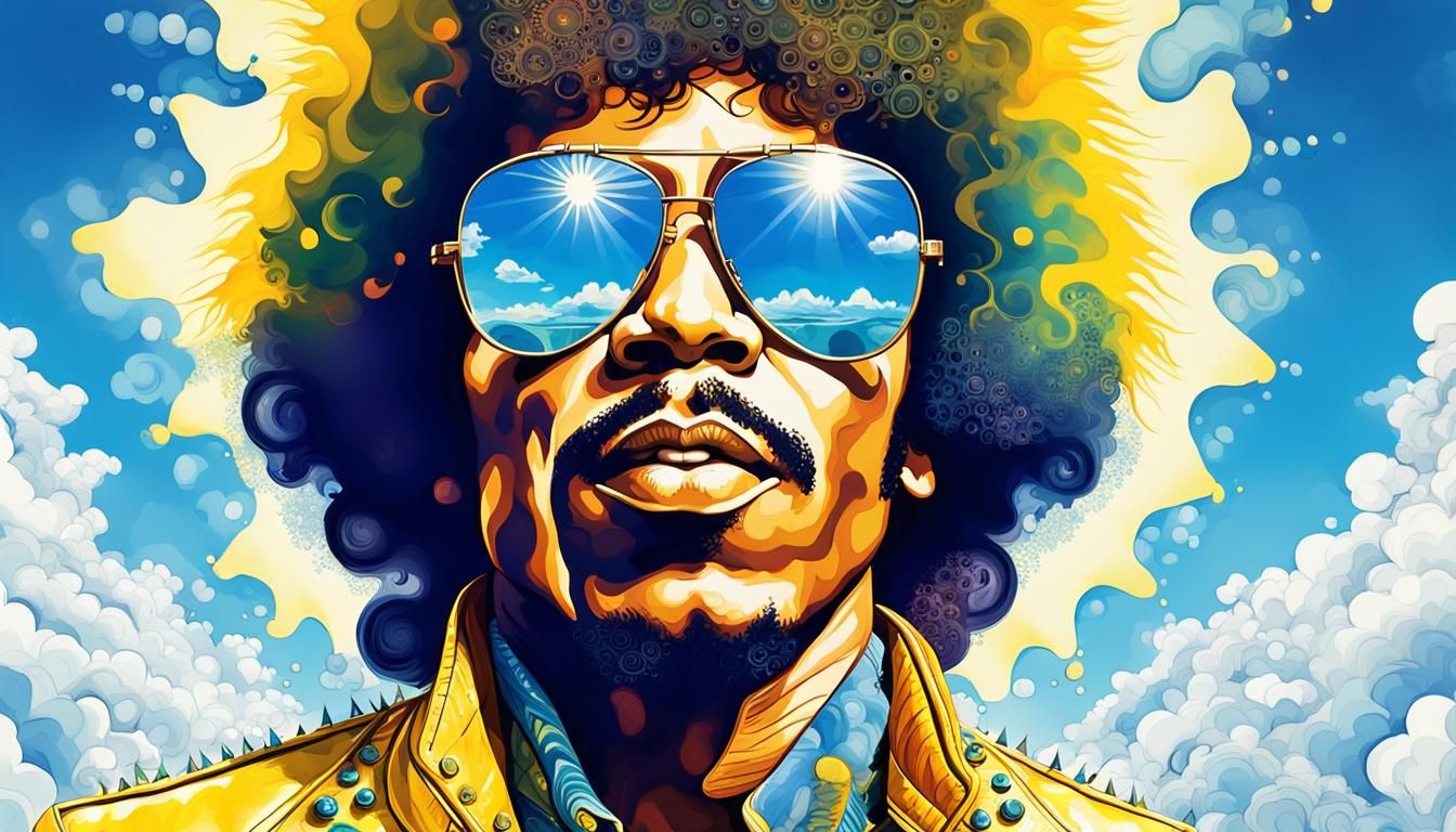 Jimi Hendrix Pop Art Watercolor Portrait