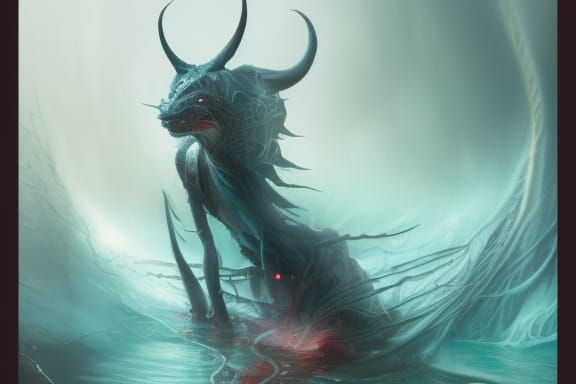 Aetherpunk Cat in Swirling Water Splash Art