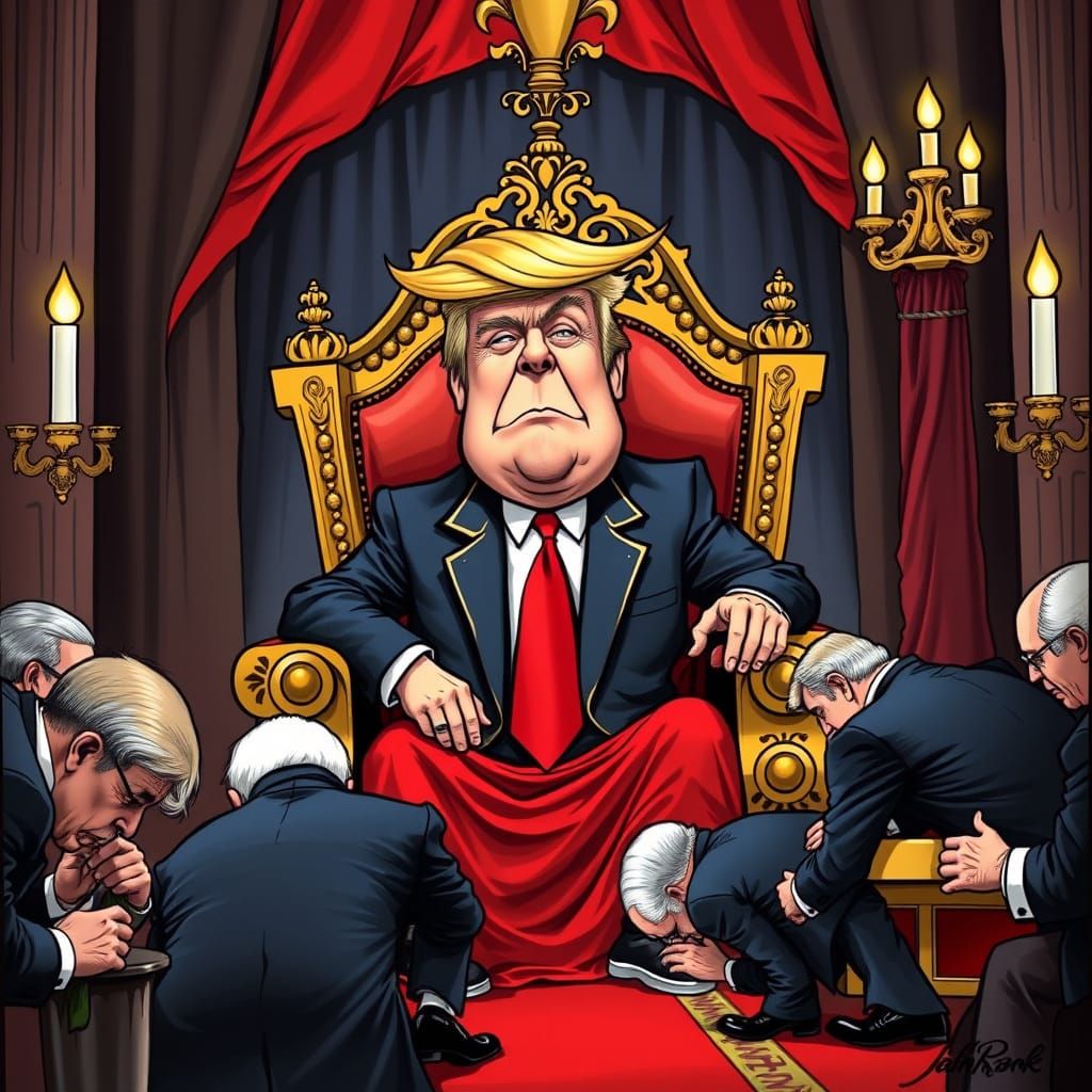 Satirical Caricature of Donald Trump as King