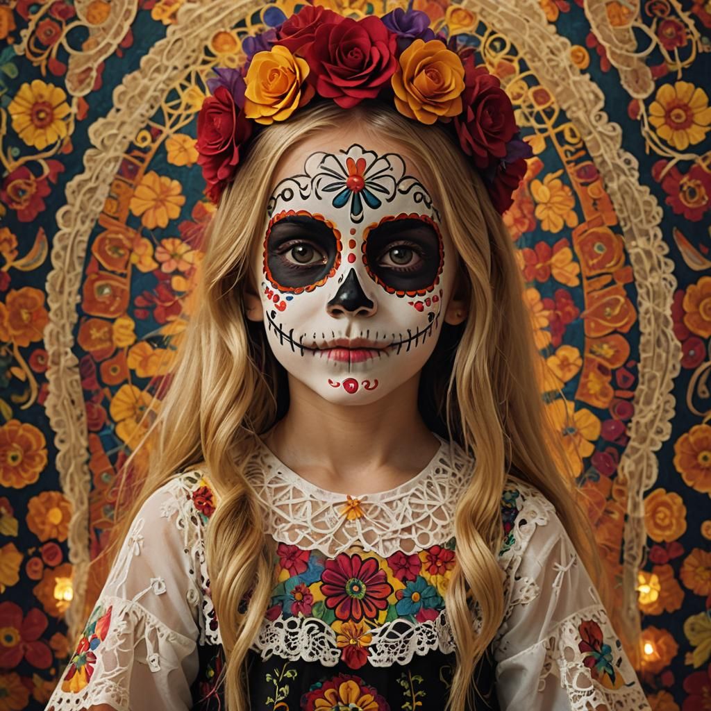 Catrina Girl Portrait in Post-Impressionist Style