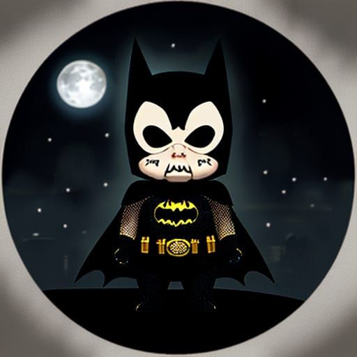 Chibi Batman Portrait with Intricate Filigree