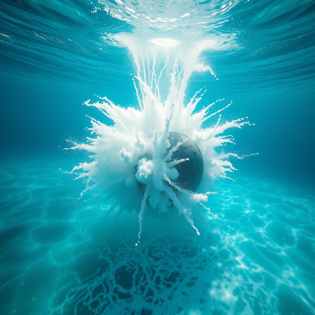 Underwater Explosion Creates Shockwave in Turquoise Ocean