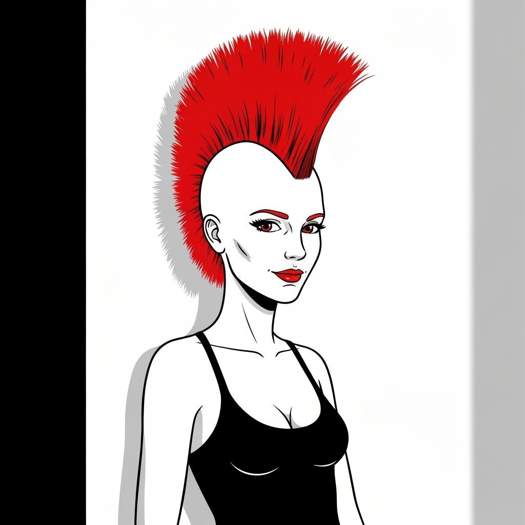 Striking Red Mohawk Portrait in Graphic Novel Style