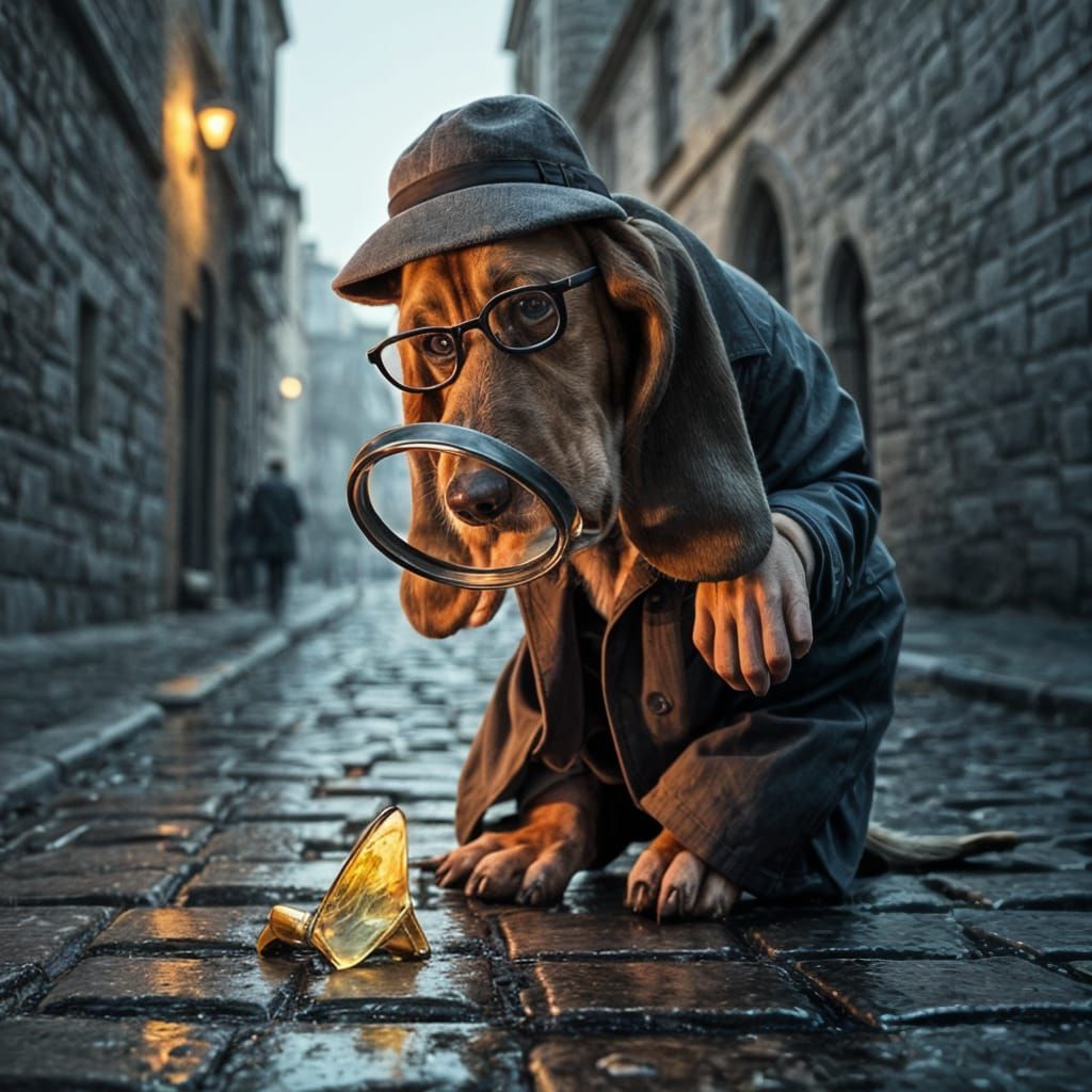 Basset Hound Detective Investigates Noir Village