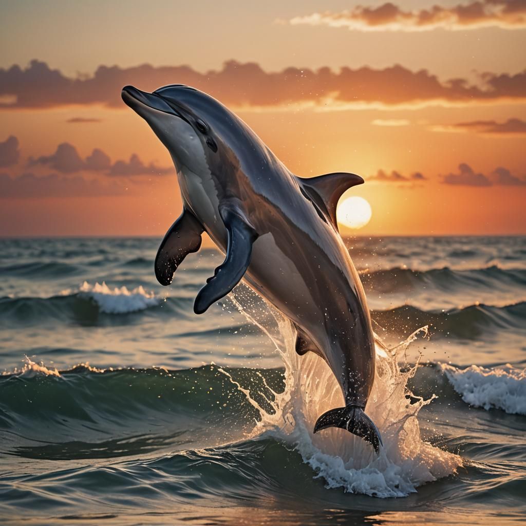 Dolphin Leaping at Sunset: Wildlife Photography