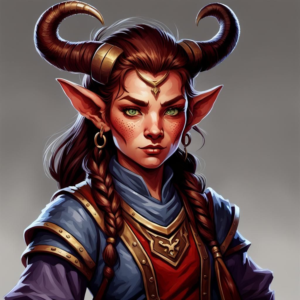 Fantasy Female Tiefling Dwarf Character