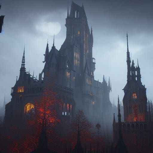 Dramatic Gothic Castle Concept Art in 8K