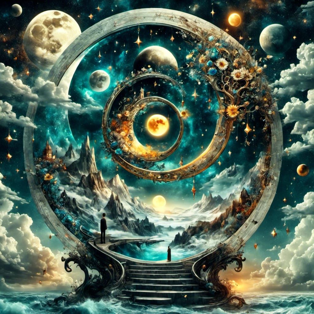 Surreal Yin Yang Sun Moon Hourglass
