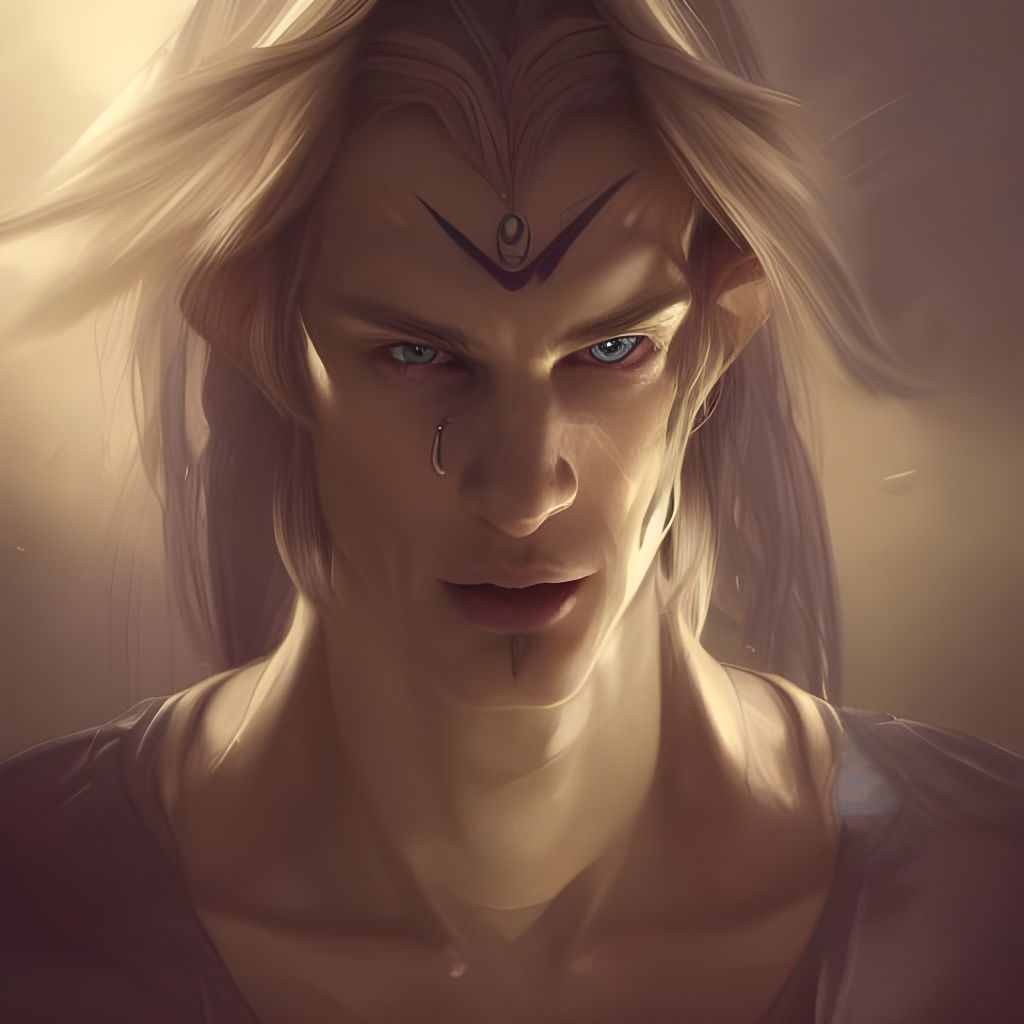 Blonde Elf Portrait in Hyperdetailed Fantasy Art