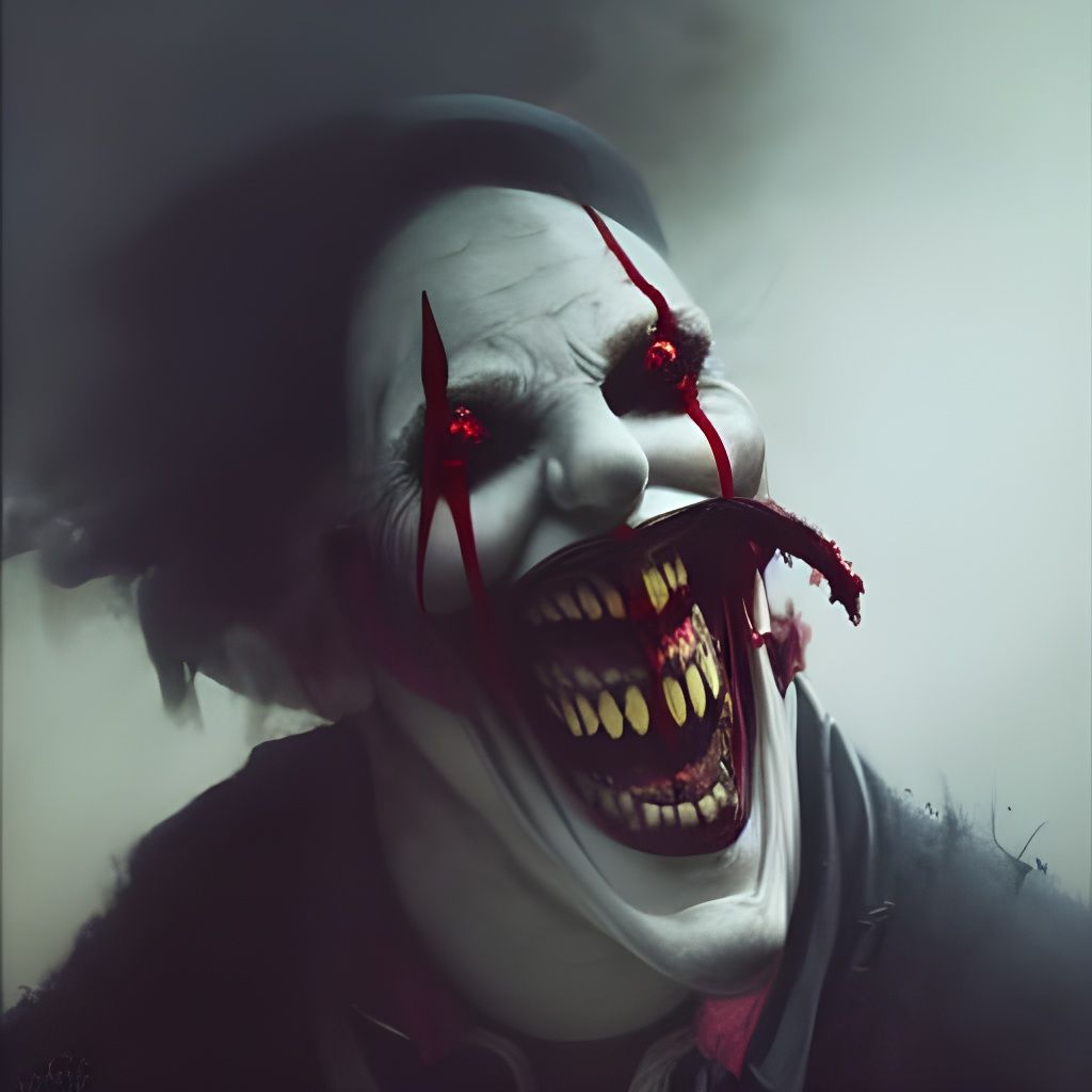 Horror Murder Clown Laughing in Doré Style