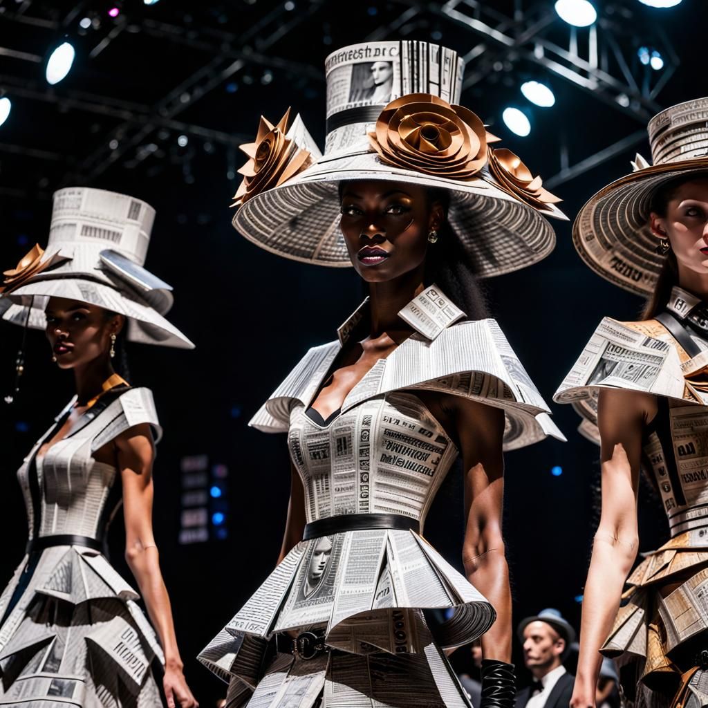 Newspaper Fashion Show in Steampunk Fairycore Style