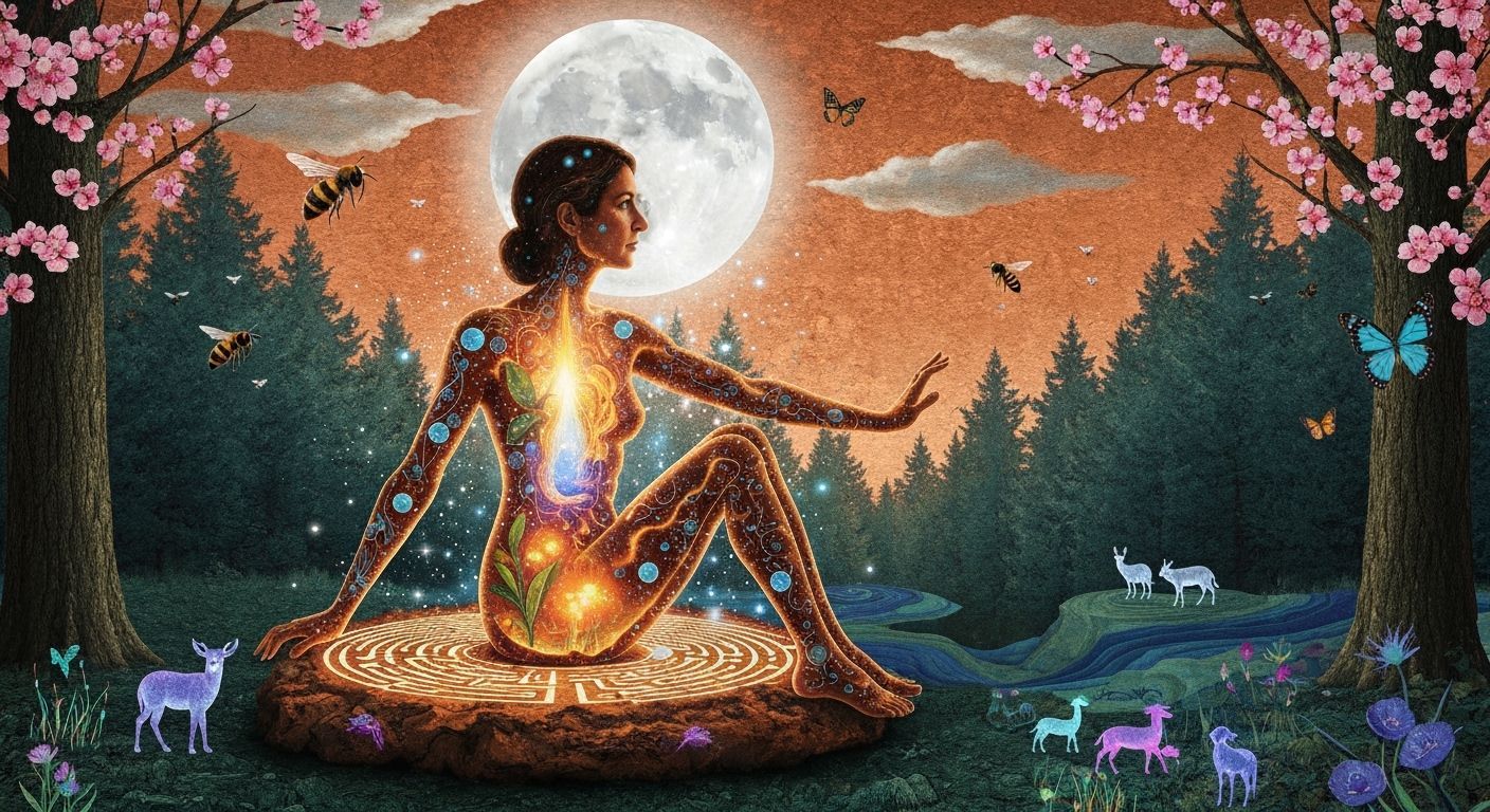 Surreal Bio-Art Collage: 70s Sculptor in Abstract Creation