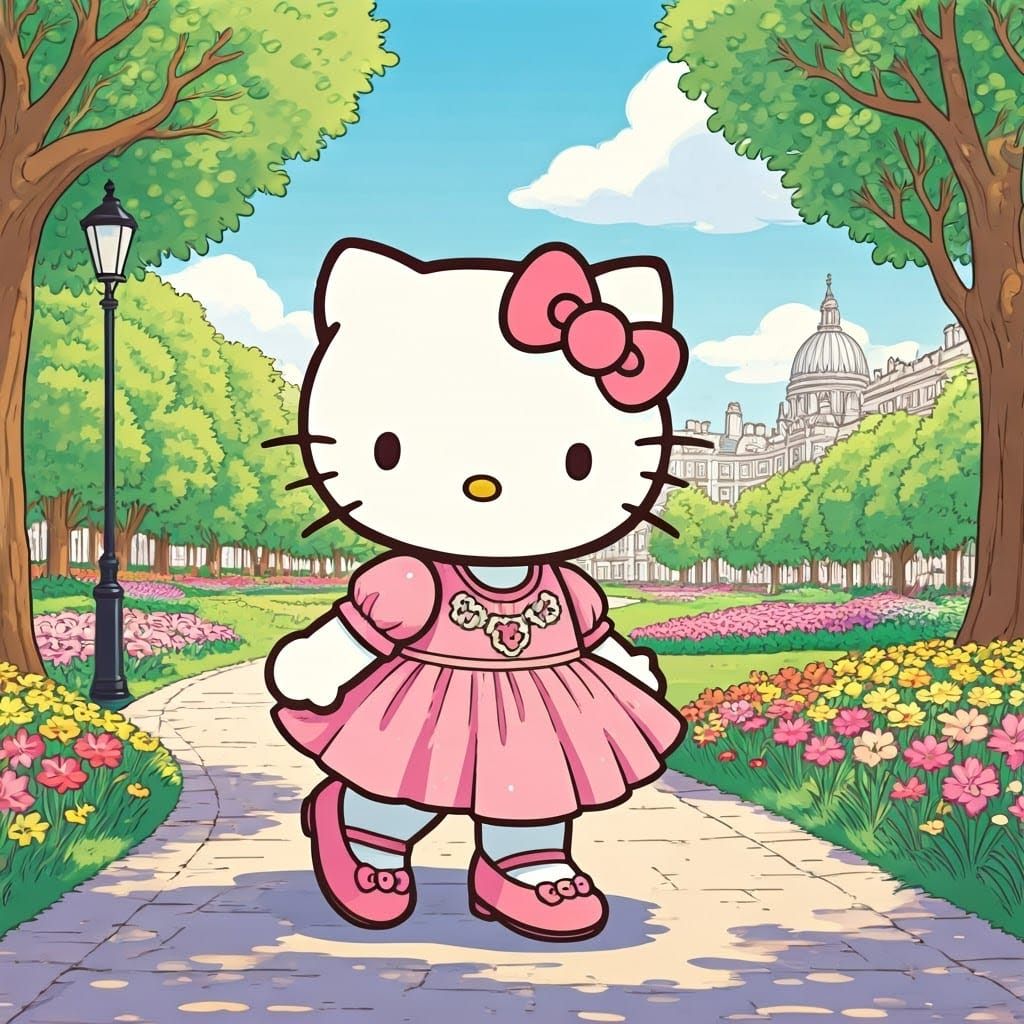 Kawaii Kitty-chan in Pastel Pink Lolita Dress, Sanrio Style
