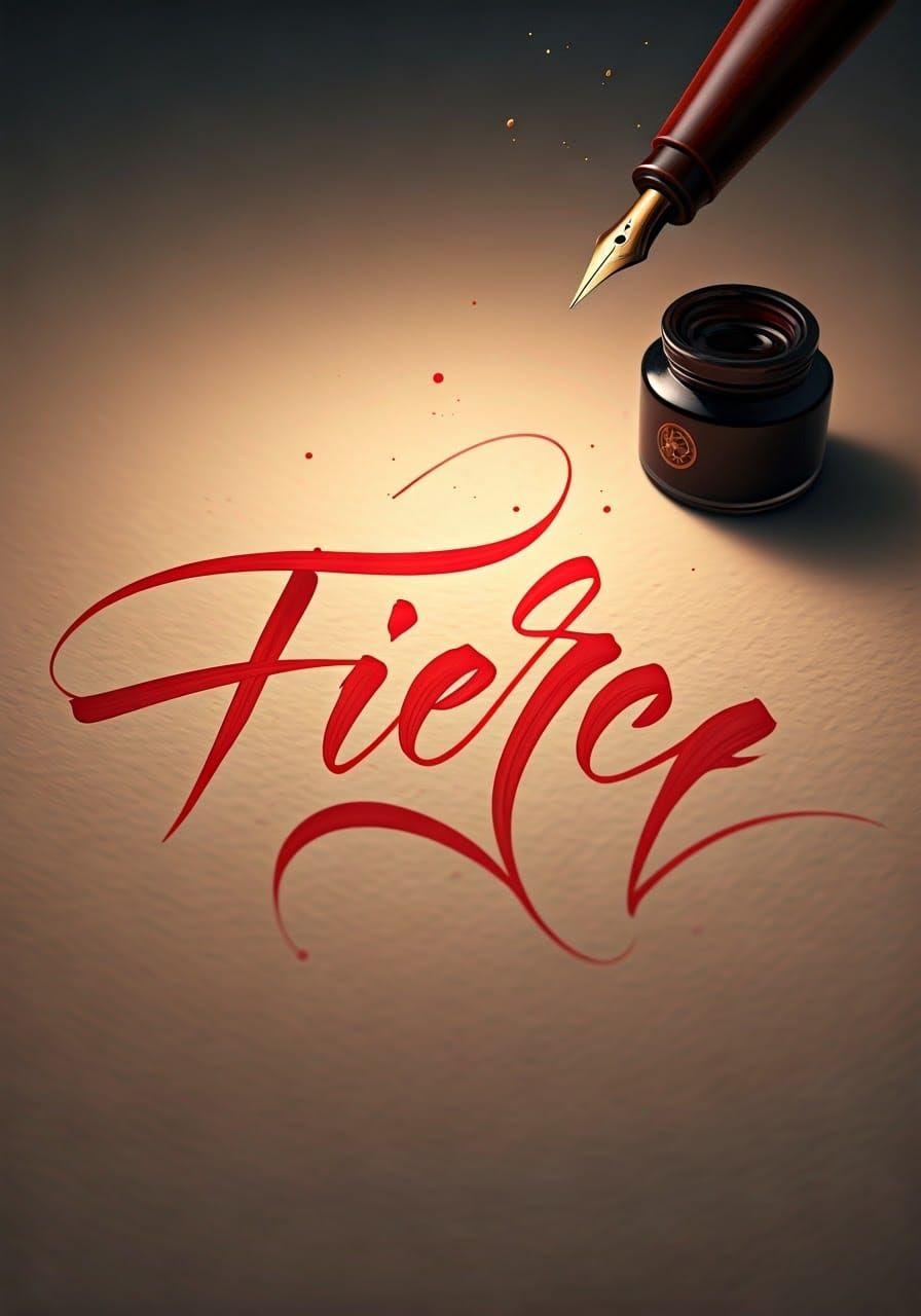 Dramatic Calligraphy of 'Fierce' in Red Ink