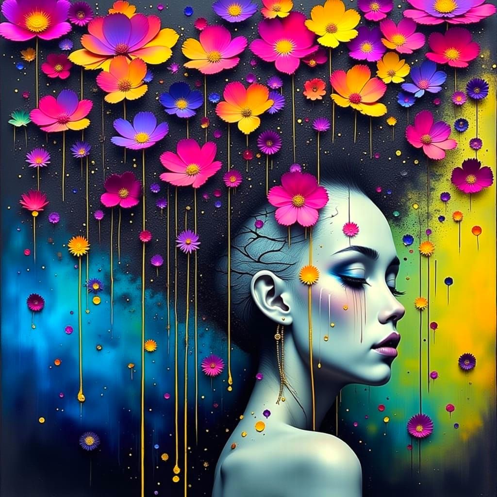 Surreal Dystopian Woman in Turquoise Twilight