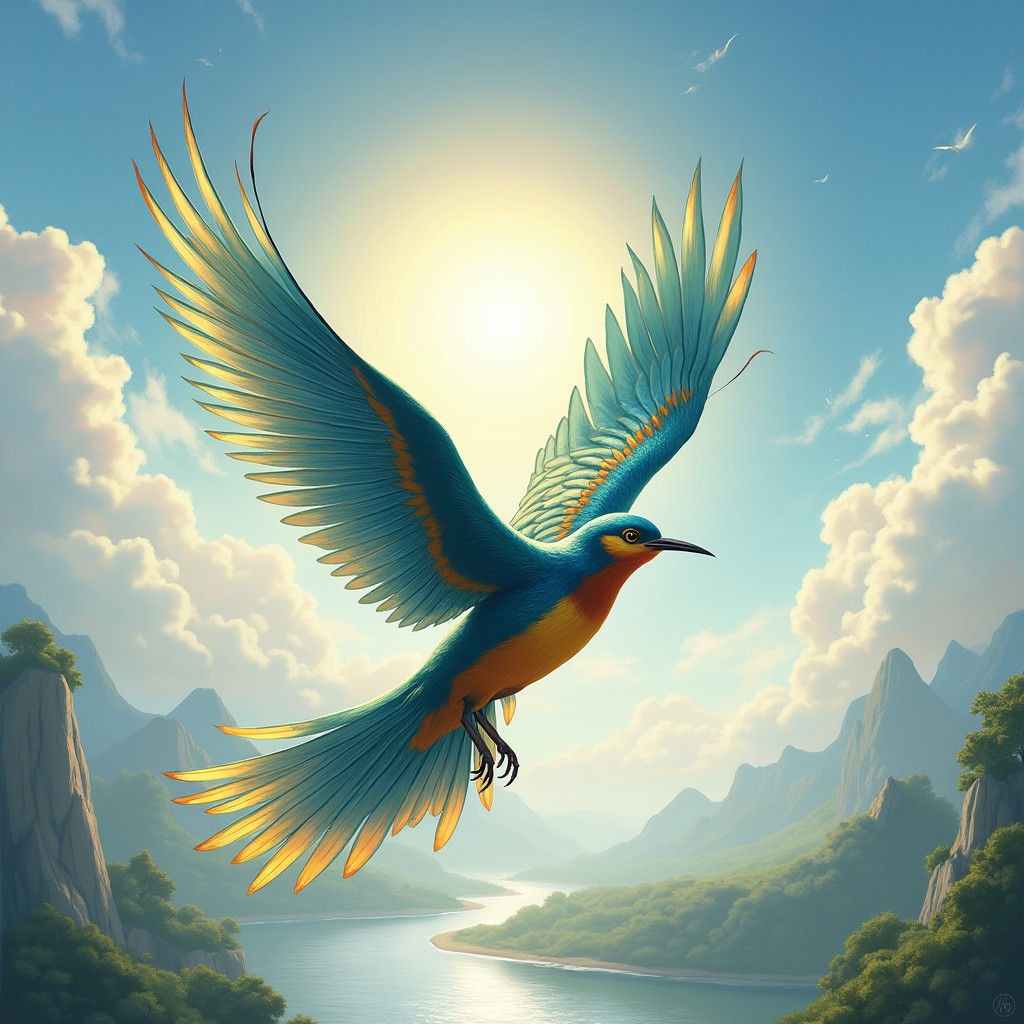 Bird in Flight: Detailed Matte Painting