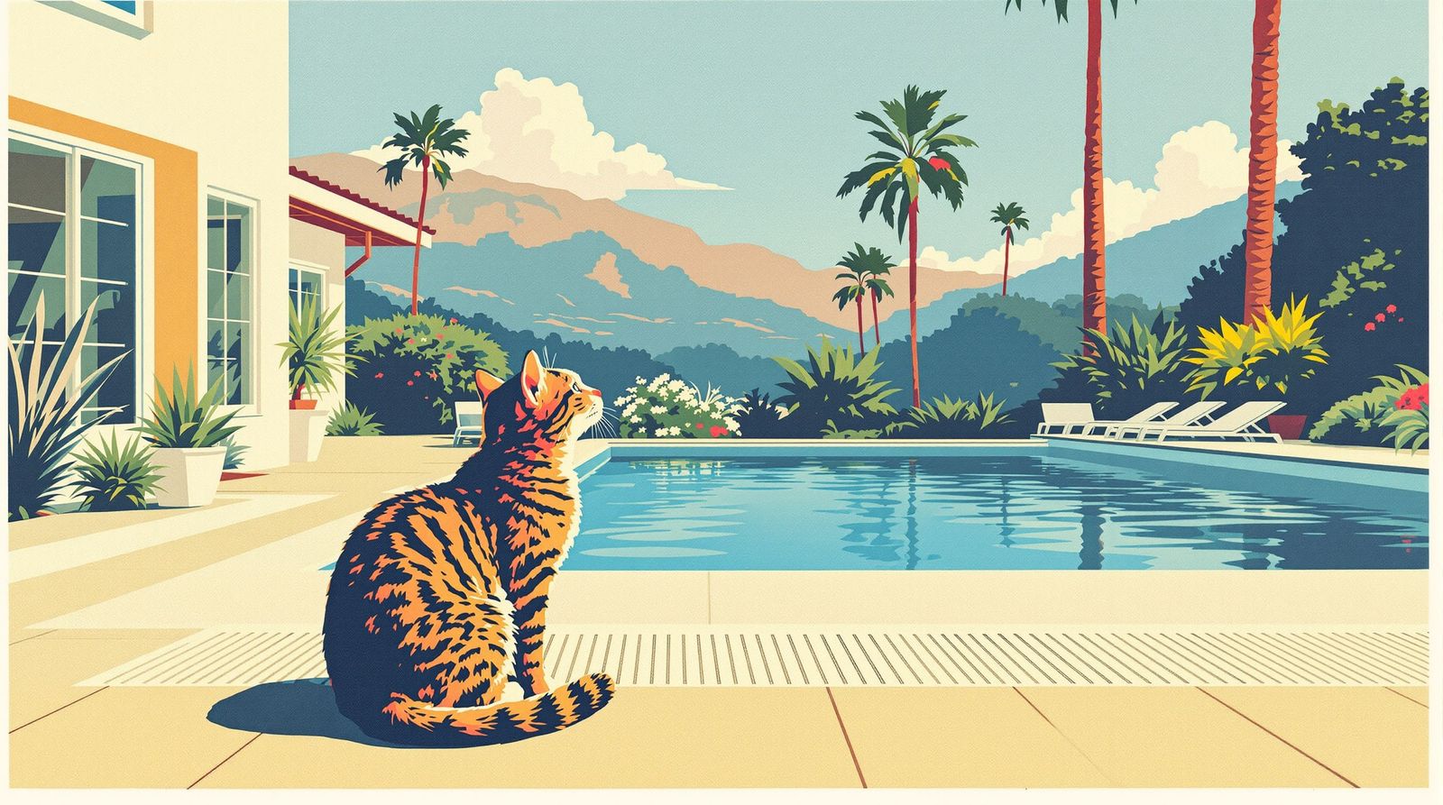 Tabby Cat Vintage Poster at Californian Villa