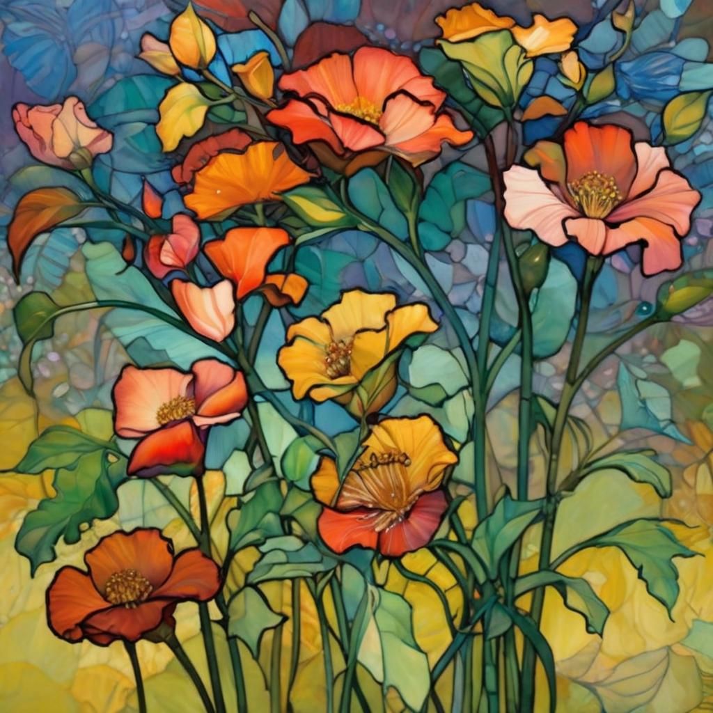 Luminous Stained Glass Impressionistic Dreamscape