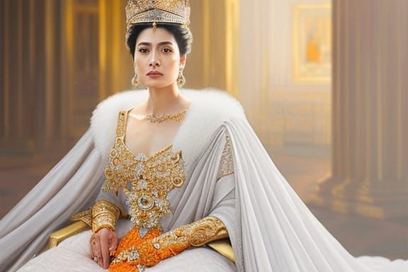 Intricate Portrait of Queen on Throne in Fantasy Art Style