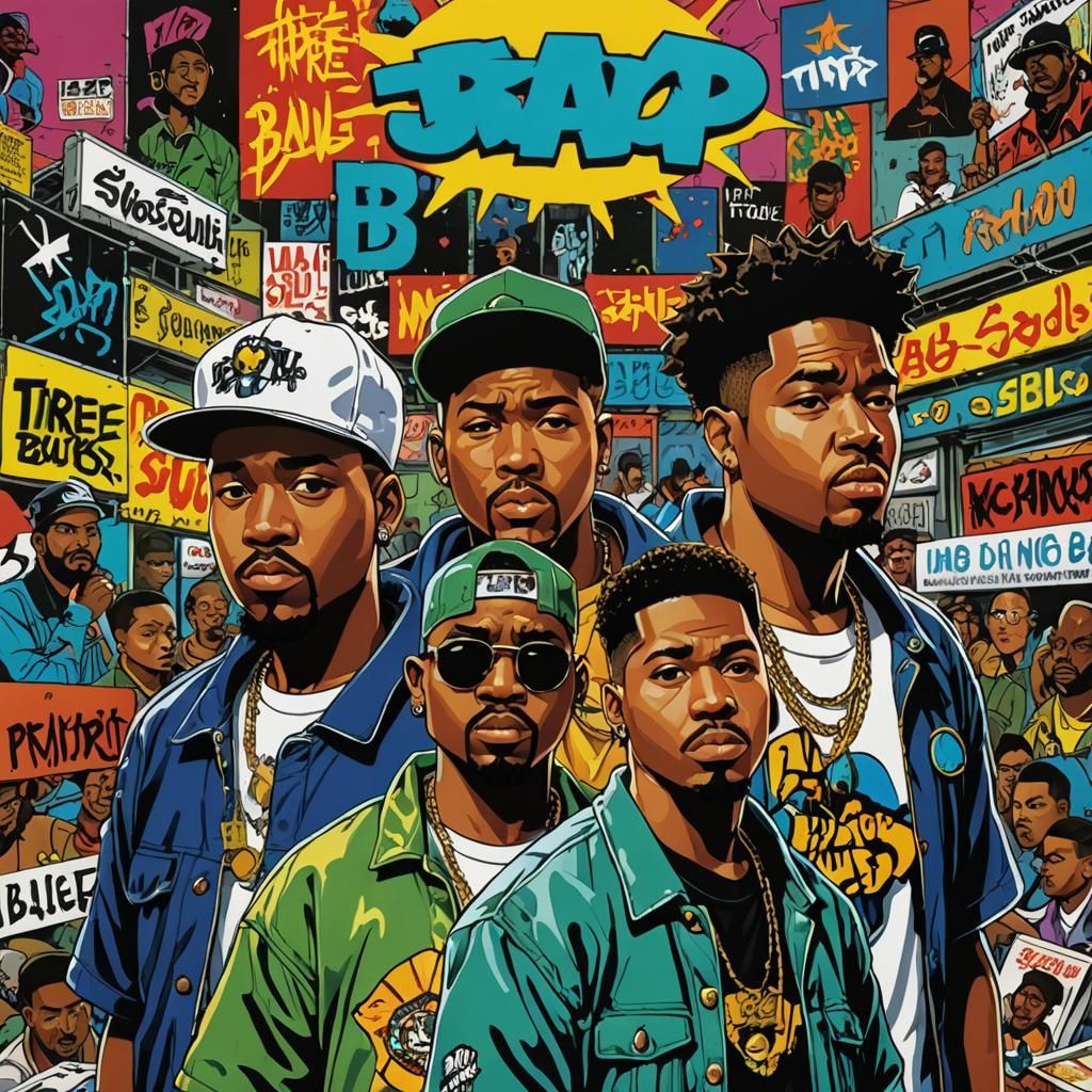 Vintage Rap Album Cover Art in Anime Style