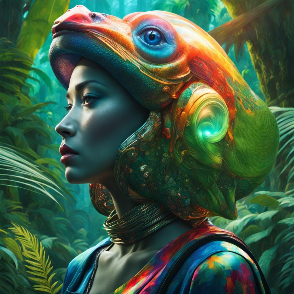 Alien Lady Rides Giant Z in Jungle