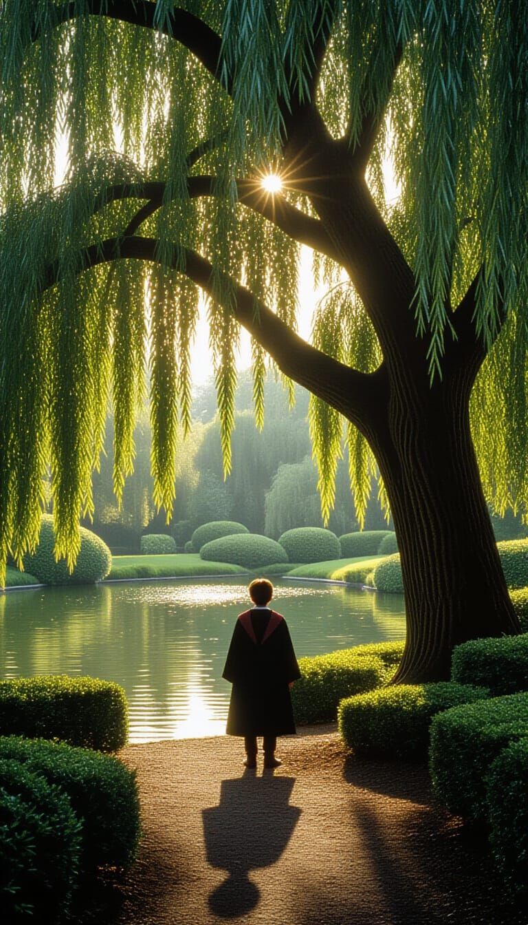 Harry Potter Under Willow Tree, Cinematic Film Still