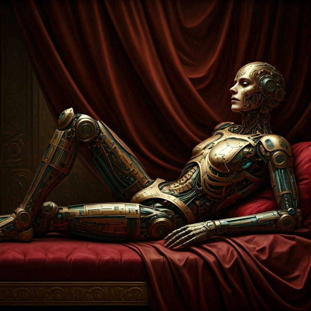Cyborg in Renaissance Style Reclining