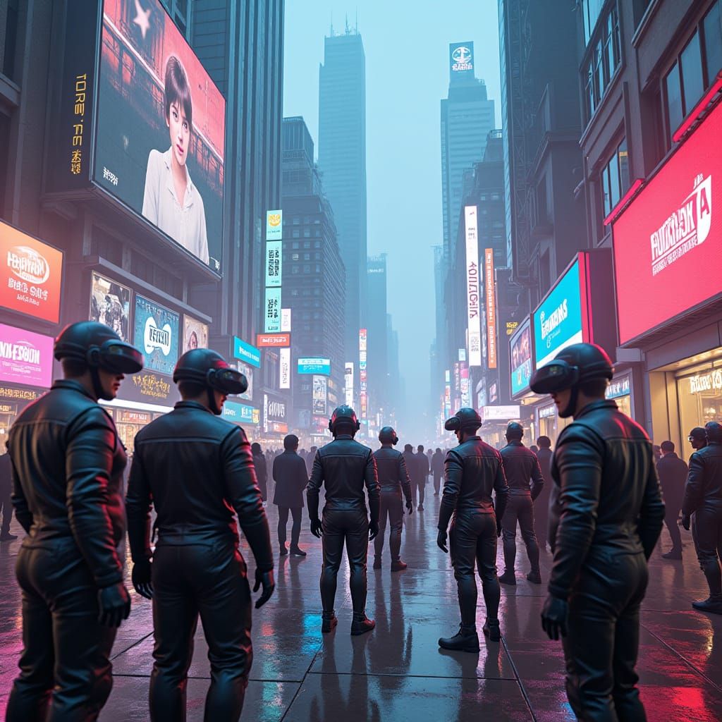 Cyberpunk Street Market with Robotic Vendors