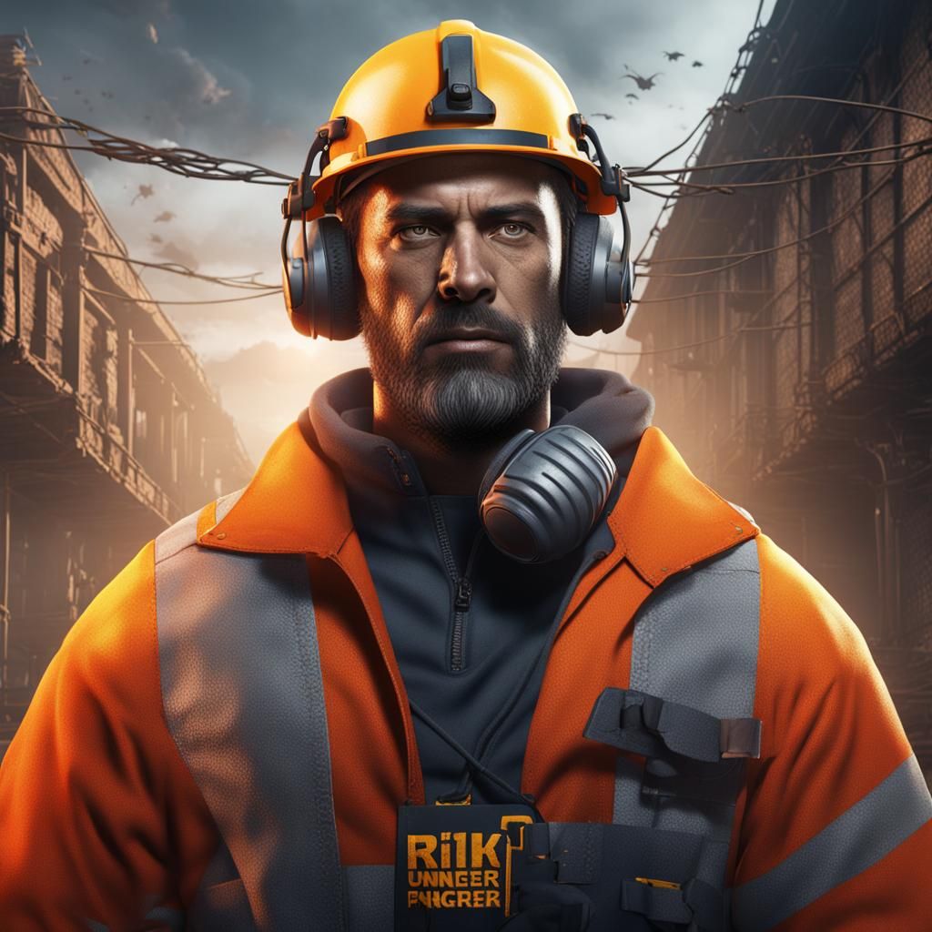 Handsome Prisoner in Hi-Viz: Detailed Matte Painting