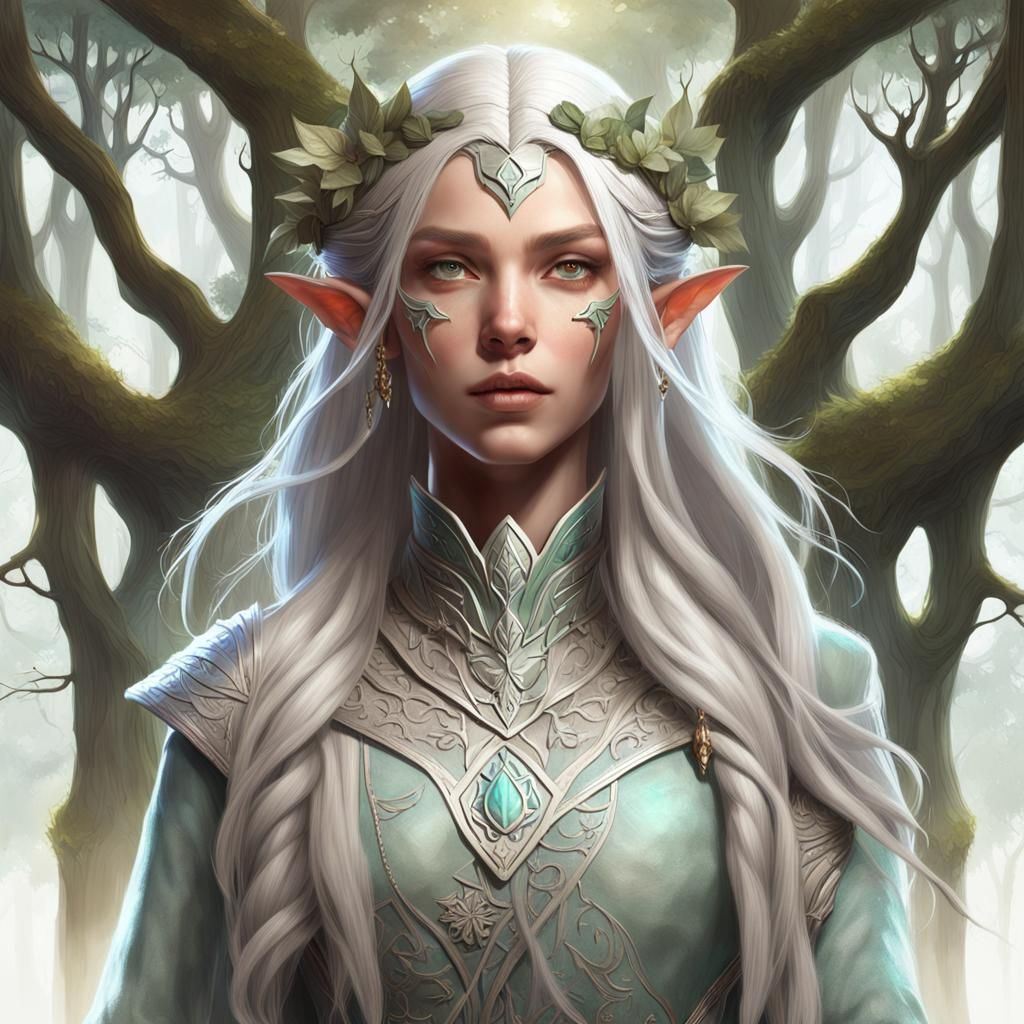 Elven Woman Portrait in Woodland Garb
