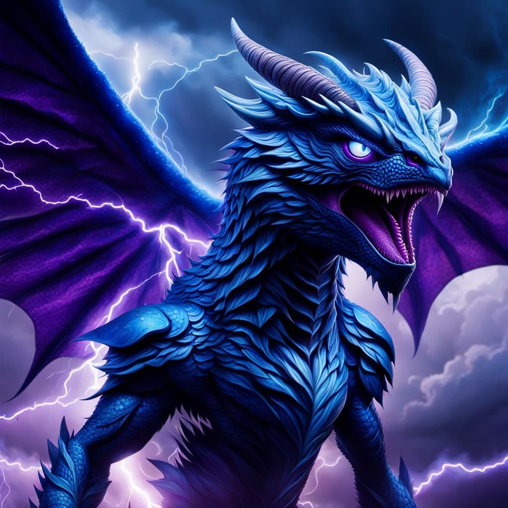 Cinematic Flying Purple People Eater in Storm