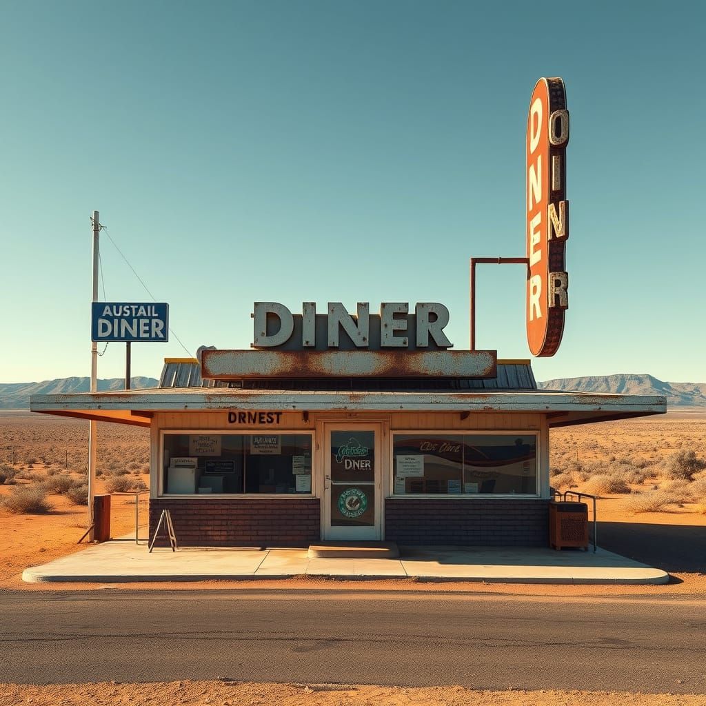 Retro Australian Roadside Diner in the Outback