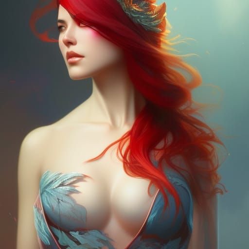 Red Demon Portrait in Hyperdetailed Art Style