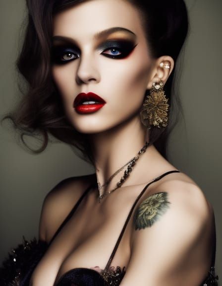 Cyberpunk Ninja Warrior with Crystal Hood and Tattoos