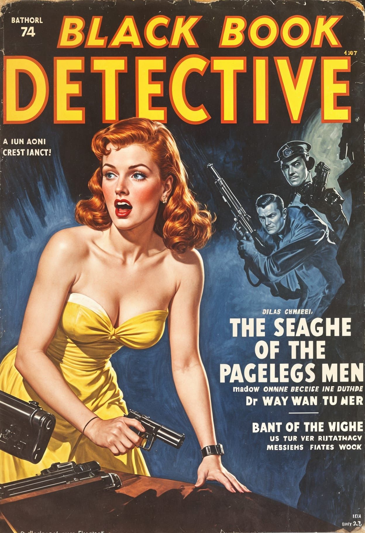 Vintage Pulp Magazine Cover with Woman and Gun