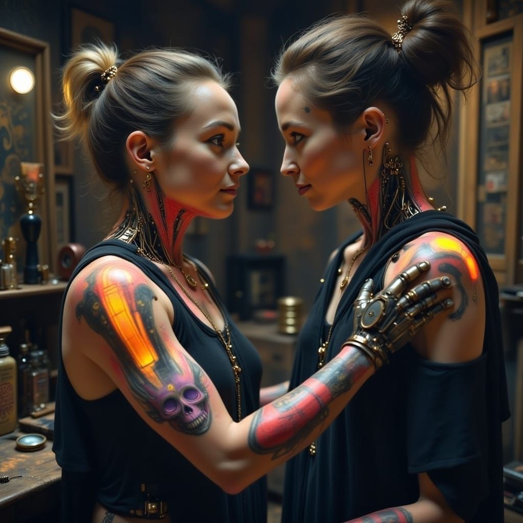 Electric Rebellion Tattoo in Neon Yellow and Vibrant Hues