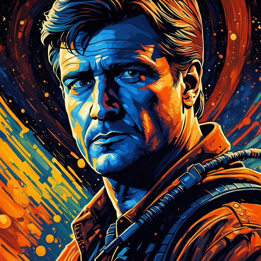 Captain Malcom Reynolds Portrait in Retro Style