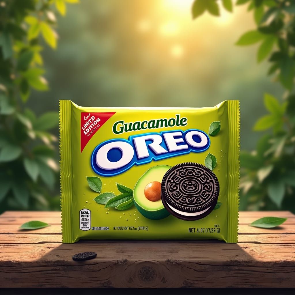 Guacamole Oreo Cookies Package in Digital Painting Style