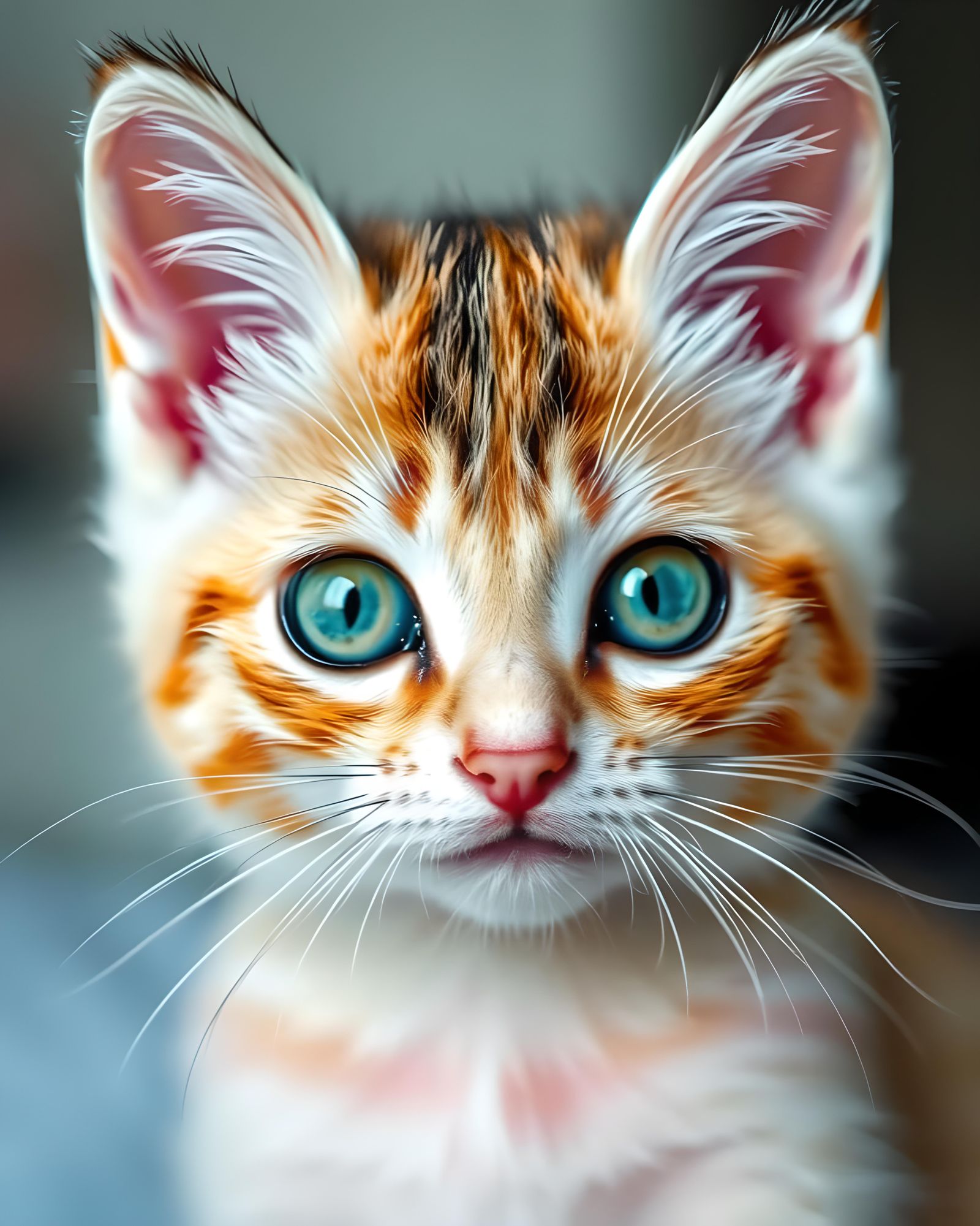 Rainbow Kitten with Heterochromia Eyes in Digital Art