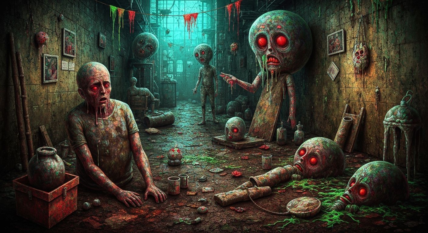 Surreal Electric Colors in a Bizarre, Sad Scenario