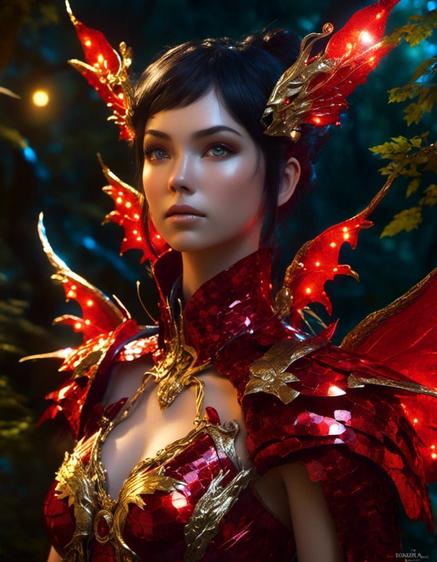 Dragon Fairy Woman Portrait in Anime Realism