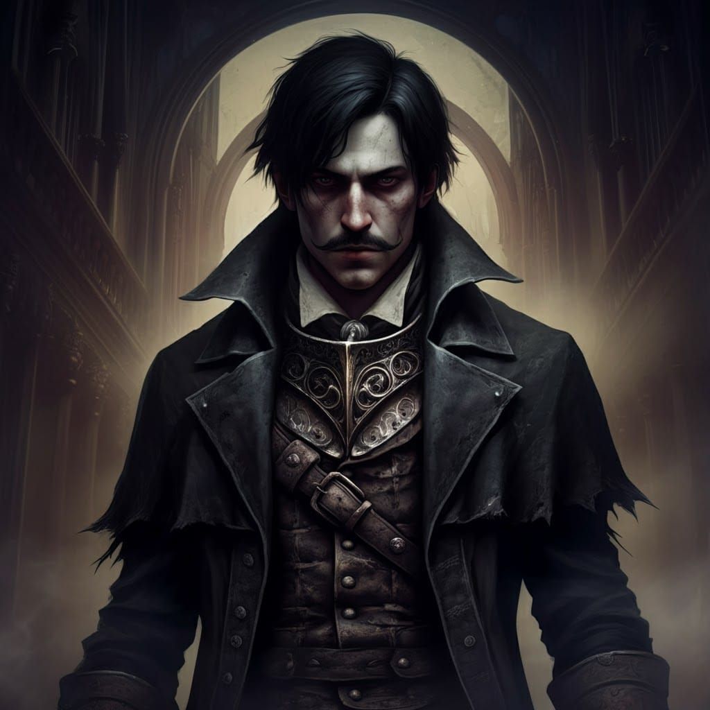 Mysterious Figure in Victorian Metropolis, Dark Fantasy Art