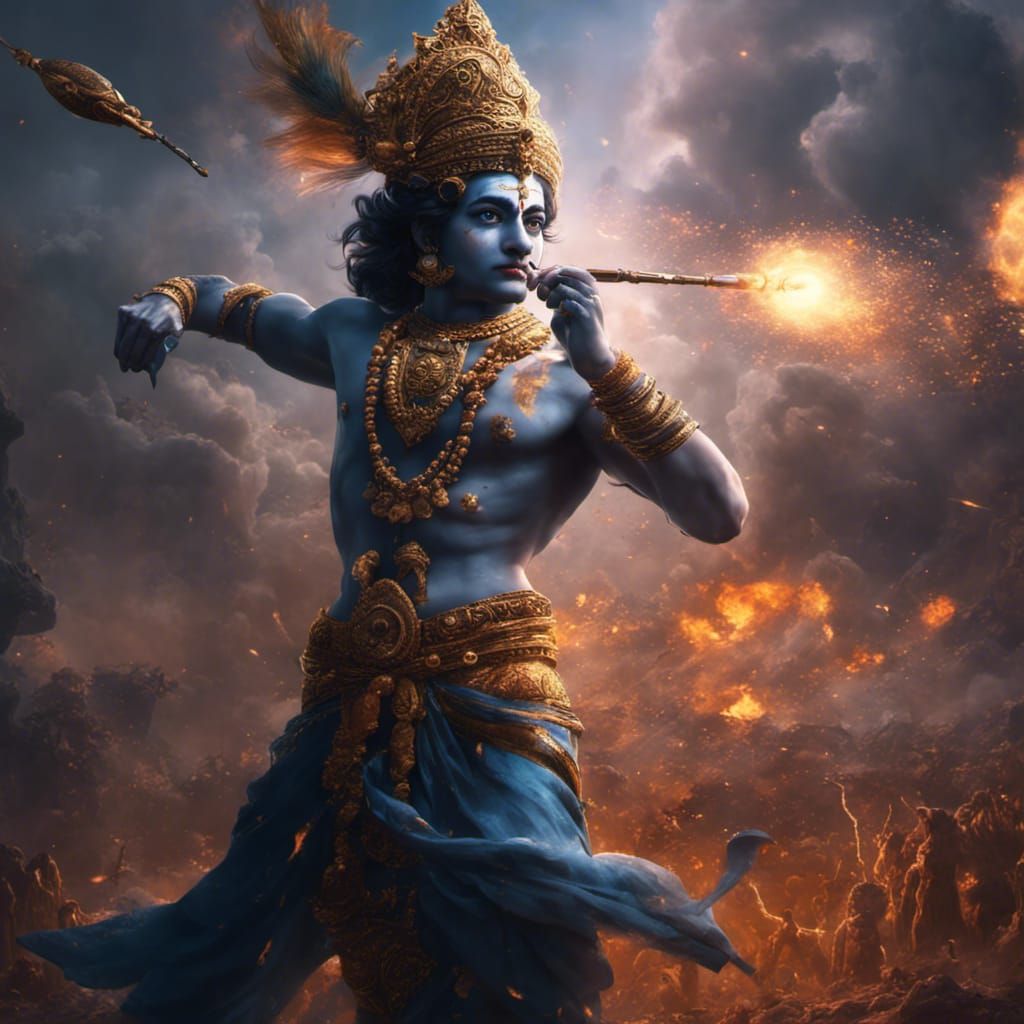 Lord Krishna on War Ground: Detailed Matte Painting