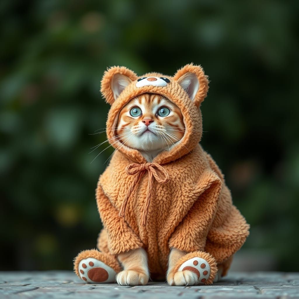 Cat in Teddy Bear Costume