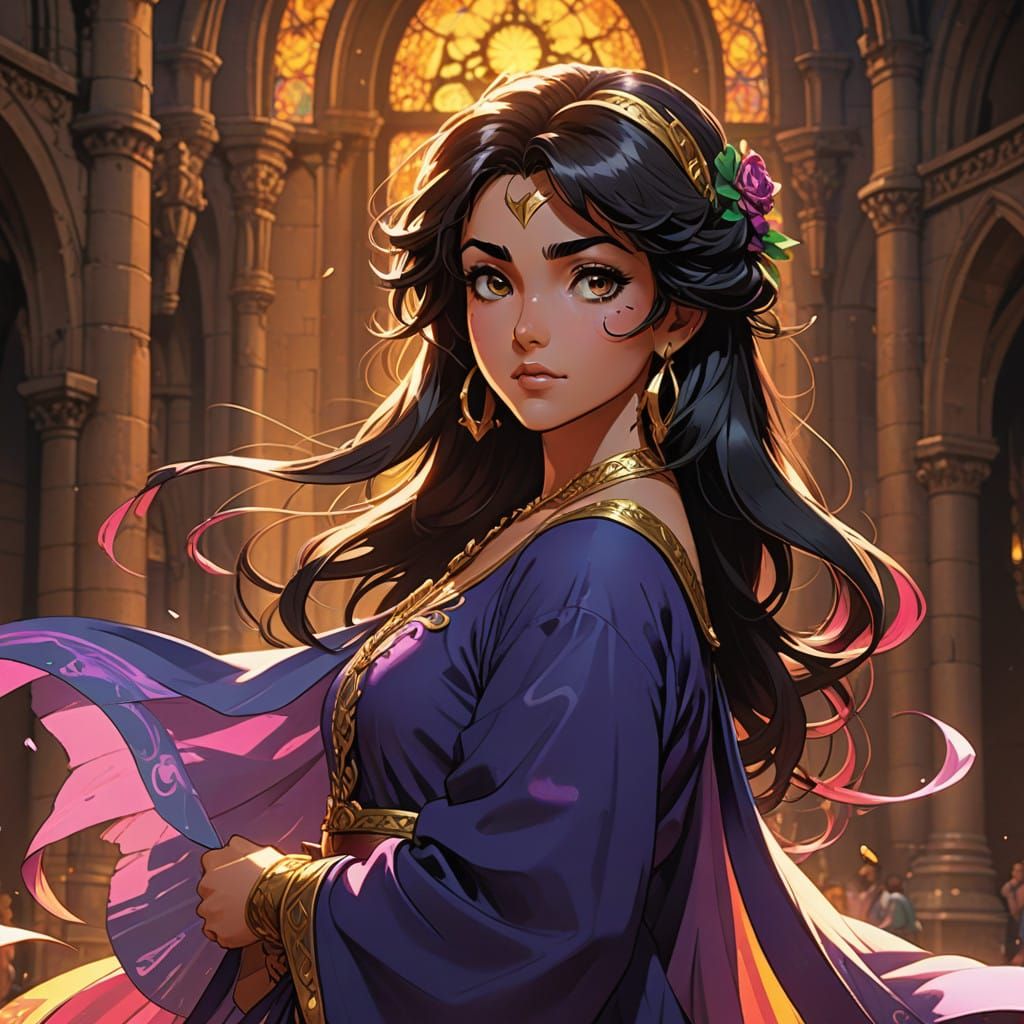 Esmeralda in Vibrant Flat Manga Style