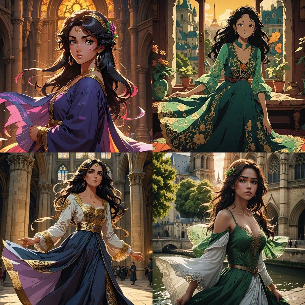 Esmeralda in Anime Style as Cel-Shaded Masterpiece