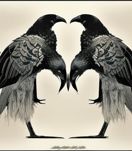 Huginn and Muninn in Black and White