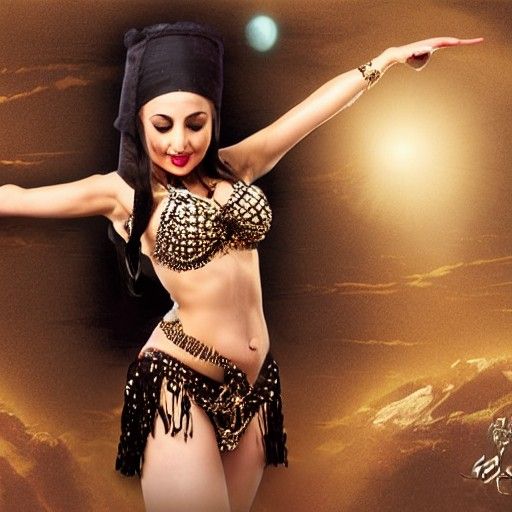 Belly Dancer Performing: Detailed Matte Painting
