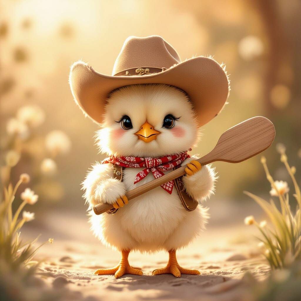 Whimsical Chicken in Cowboy Hat with Paddle, Beatrix Potter ...